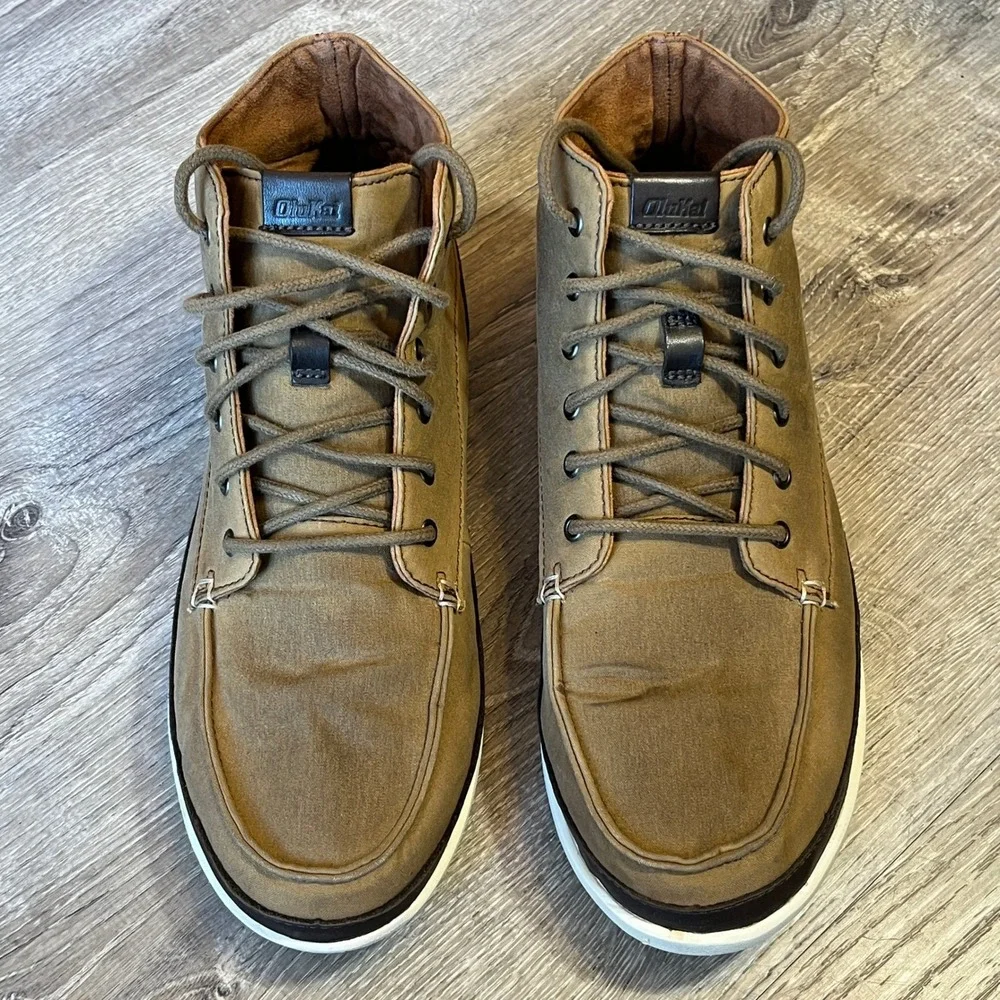 OluKai Nalukai Kapa Boot Mens 10 Fox Bone Textile Chukka Mid Shoes 10377-1319
